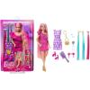 imageBarbie Fun ampamp Fancy Doll ampamp Accessories Blonde Fashion Doll with ExtraLong Hair ampamp 2 Looks Including Silver Metallic Dress ampamp Hair ExtensionRainbow Hair