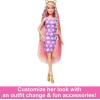 imageBarbie Fun ampamp Fancy Doll ampamp Accessories Blonde Fashion Doll with ExtraLong Hair ampamp 2 Looks Including Silver Metallic Dress ampamp Hair ExtensionBlondePink Hair