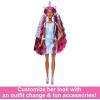imageBarbie Fun ampamp Fancy Doll ampamp Accessories Blonde Fashion Doll with ExtraLong Hair ampamp 2 Looks Including Silver Metallic Dress ampamp Hair ExtensionBrunettePink Hair