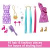 imageBarbie Fun ampamp Fancy Doll ampamp Accessories Blonde Fashion Doll with ExtraLong Hair ampamp 2 Looks Including Silver Metallic Dress ampamp Hair ExtensionBlondePink Hair