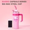 imageMINISO Barbie Collection Steel Cup with Handle and Straw 1600mL  Stylish and Sustainable Drinkware for Barbie EnthusiastsLight Pink