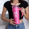 imageMINISO Barbie Collection Steel Cup with Handle and Straw 1600mL  Stylish and Sustainable Drinkware for Barbie EnthusiastsPink Barbie
