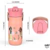 imageZak Designs Barbie Harmony Water Bottle for Travel or At Home 20oz Stainless Steel is LeakProof When Closed and Vacuum Insulated with Straw Lid and Carry Handle PinkDisney Princess Ariel  Mulan  Moana  Cinderella
