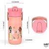 imageZak Designs Barbie Harmony Water Bottle for Travel or At Home 20oz Stainless Steel is LeakProof When Closed and Vacuum Insulated with Straw Lid and Carry Handle PinkDisney Princess Ariel  Mulan  Moana  Cinderella