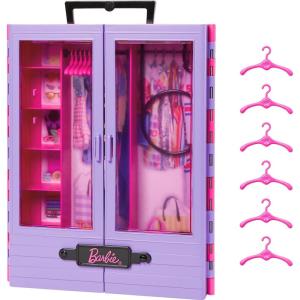 imageBarbie Fashionistas Ultimate Closet ampamp 6 Hangars Purple with FoldOut Rack ampamp Carrying Handle Portable Storage for Fashion Doll Clothes ampamp AccessoriesFashionistas Closet