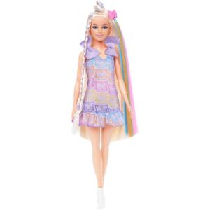 imageBarbie Fun ampamp Fancy Doll ampamp Accessories Blonde Fashion Doll with ExtraLong Hair ampamp 2 Looks Including Silver Metallic Dress ampamp Hair ExtensionBlonde Hair
