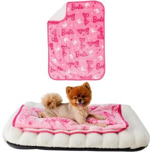 imageFranco Pet Barbie Super Soft Cozy Waterproof SherpaBacked Blanket Throw for Medium Dogs CouchBedCar 40x50 Officially Licensed ProductBarbie