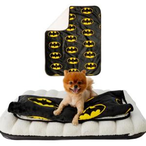 imageFranco Pet Barbie Super Soft Cozy Waterproof SherpaBacked Blanket Throw for Medium Dogs CouchBedCar 40x50 Officially Licensed ProductBatman