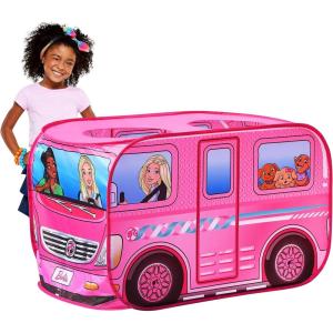 imageSunny Days Entertainment Barbie Dream Camper Pop Up Play Tent Pink Indoor Playhouse for Kids Gift for Girls