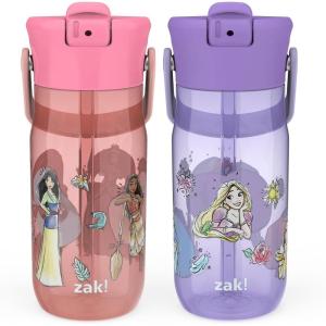 imageZak Designs Barbie Harmony Water Bottle for Travel or At Home 20oz Stainless Steel is LeakProof When Closed and Vacuum Insulated with Straw Lid and Carry Handle PinkDisney Princess