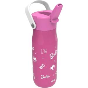 imageZak Designs Barbie Harmony Water Bottle for Travel or At Home 20oz Stainless Steel is LeakProof When Closed and Vacuum Insulated with Straw Lid and Carry Handle PinkBarbiePink