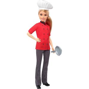 imageBarbie Chef Doll Petite Dressed in ChefInspired Coat with Frying Pan Chefs Hat and Blonde Hair Gift for 3 to 7 Year Olds