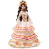 imageBarbie Signature Doll Da De Muertos 2025 Collectible in Ruffled Cream Gown Trimmed with Marigolds and Ribbon Flower Crown and Calavera Face Paint