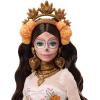 imageBarbie Signature Doll Da De Muertos 2025 Collectible in Ruffled Cream Gown Trimmed with Marigolds and Ribbon Flower Crown and Calavera Face Paint