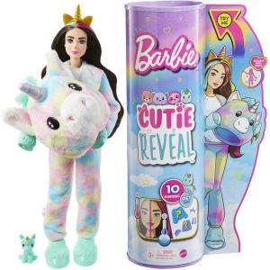 imageBarbie Cutie Reveal Doll Fantasy Series Unicorn Plush Costume 10 Surprises Including Mini Pet ampamp Color Change