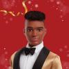 imageBarbie Signature 2025 Holiday Dark Brown Hair Ken Collectible Fashion Doll Wearing Full Suit with Golden Jacket in Displayable Packaging ampamp Doll StandDark Brunette