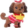 imageBarbie Twinning Looks Doll with Pet Dog in Matching Red Striped Clothes and Accessories for Both like Sunglasses and Headbands Wavy Black HairRed Stripes
