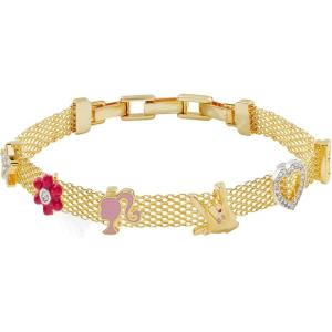 imageAlex and Ani Barbie Core Multicharm Mesh Chain Adjustable Bracelet Shiny Gold Finish Pink 65 to 775 in