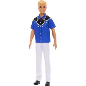 imageBarbie Fashionistas Ken Doll 226 Wearing a Removable Western Shirt Pants ampamp Boots Blonde Fashion Doll 65th Anniversary Collectible