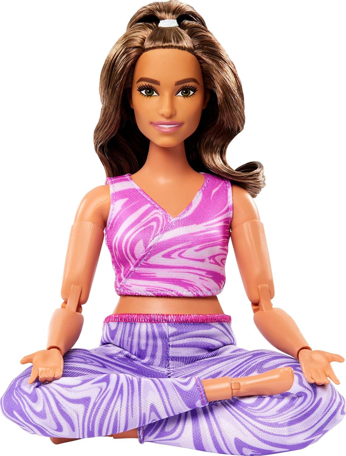 imageBarbie Made To Move Fashion Doll Brunette With Curvy Body Removable Top ampamp Pants 22 Bendable Joints Purple