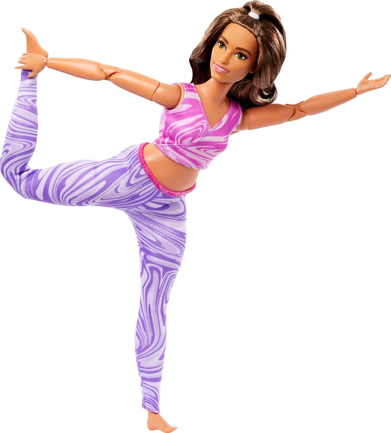 imageBarbie Made To Move Fashion Doll Brunette With Curvy Body Removable Top ampamp Pants 22 Bendable Joints Purple