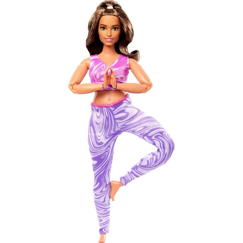imageBarbie Made To Move Fashion Doll Brunette With Curvy Body Removable Top ampamp Pants 22 Bendable Joints Purple