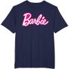 imageBarbie Current Pink and White Script Logo TShirtNavy Blue