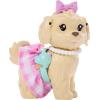 imageBarbie Twinning Looks Doll with Pet Dog in Matching Red Striped Clothes and Accessories for Both like Sunglasses and Headbands Wavy Black HairPink Gingham
