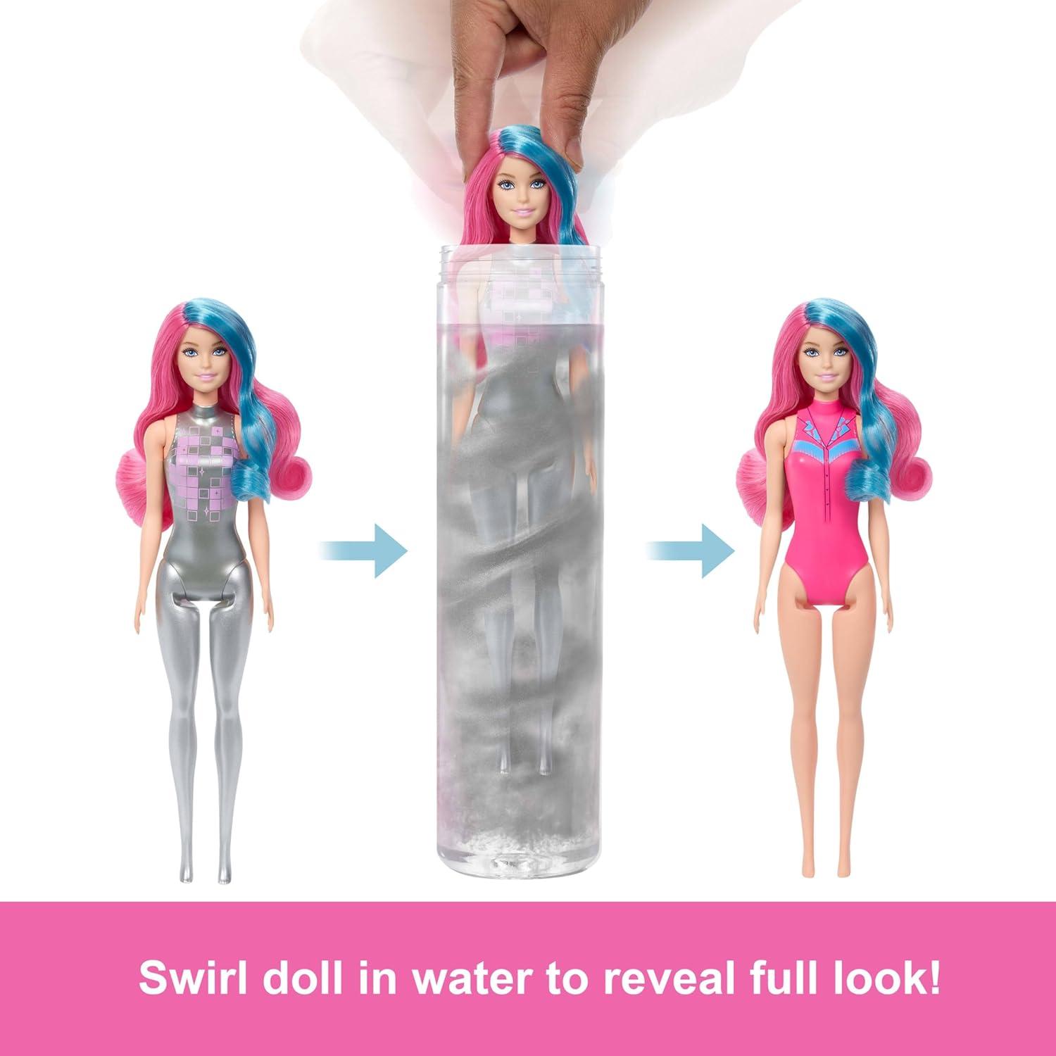 imageBarbie Color Reveal Fashion Doll ampamp Accessories with 6 Surprises Disco Star Series with Metallic Shine ampamp ColorChange Bodice Styles May Vary