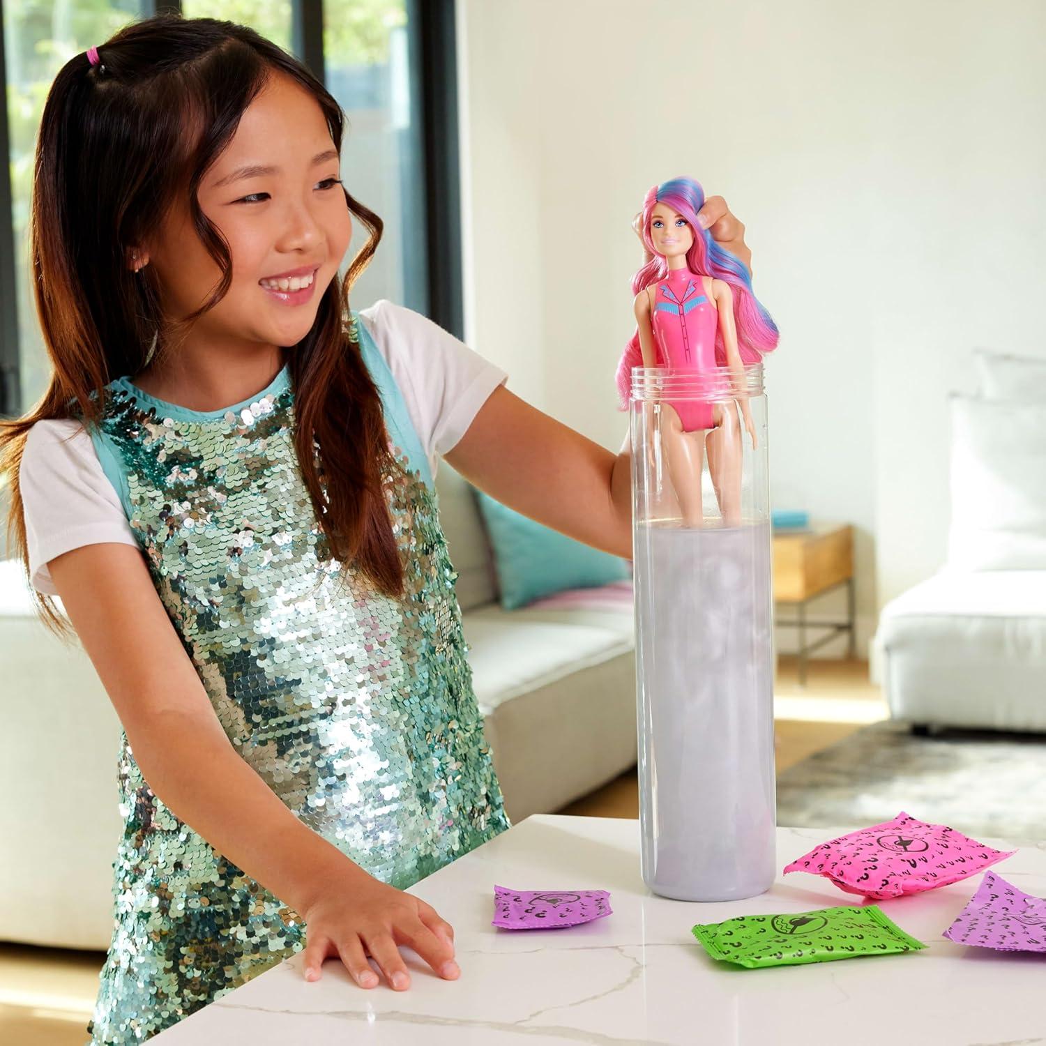 imageBarbie Color Reveal Fashion Doll ampamp Accessories with 6 Surprises Disco Star Series with Metallic Shine ampamp ColorChange Bodice Styles May Vary