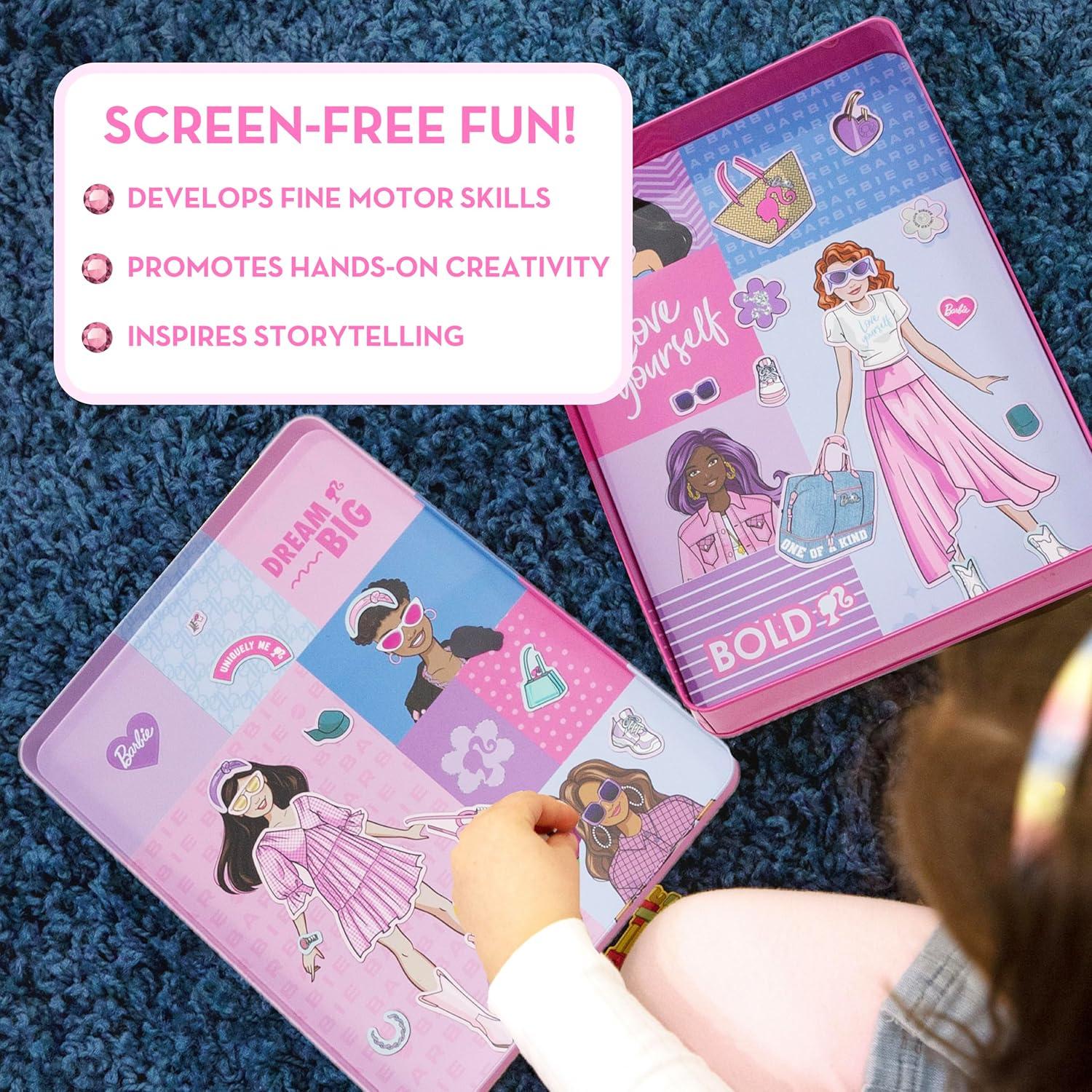 imageBarbie DIY Magnetic Play Set 75 Pieces 3 Magnetic Dolls Crafts for Kids Ages 48 4 Year Old Girl Birthday Gifts Girl Toys Cute Travel Toy Fun Airplane Activities Pretend Play for GirlsBarbie