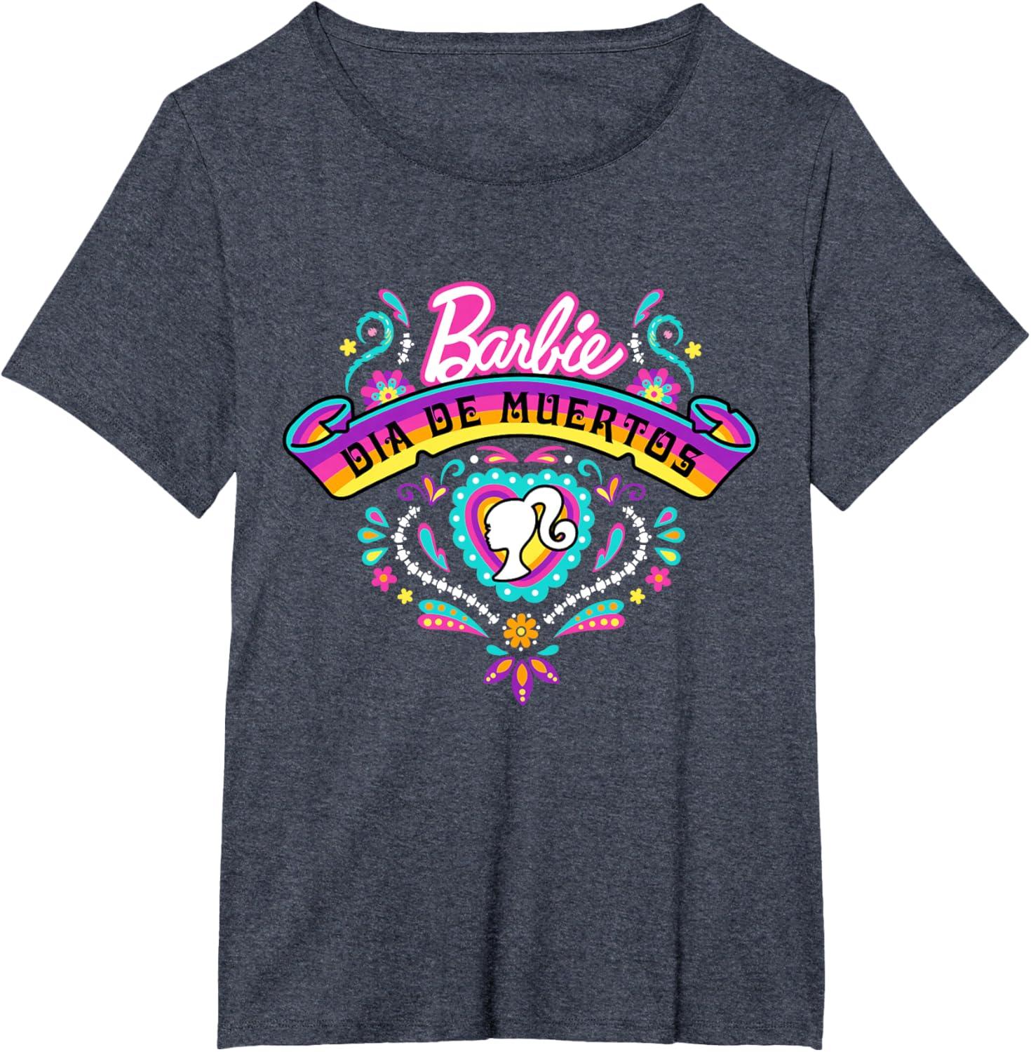 imageBarbie Da De Muertos Remember and Celebrate TShirtHeather Blue