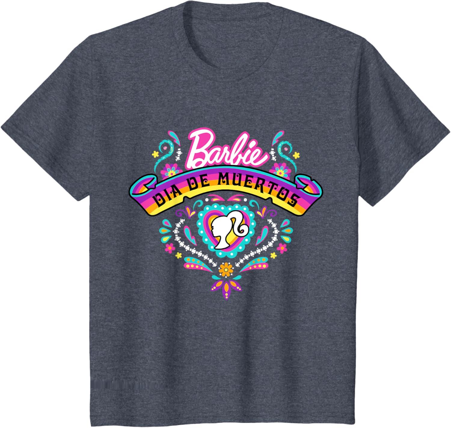 imageBarbie Da De Muertos Remember and Celebrate TShirtHeather Blue