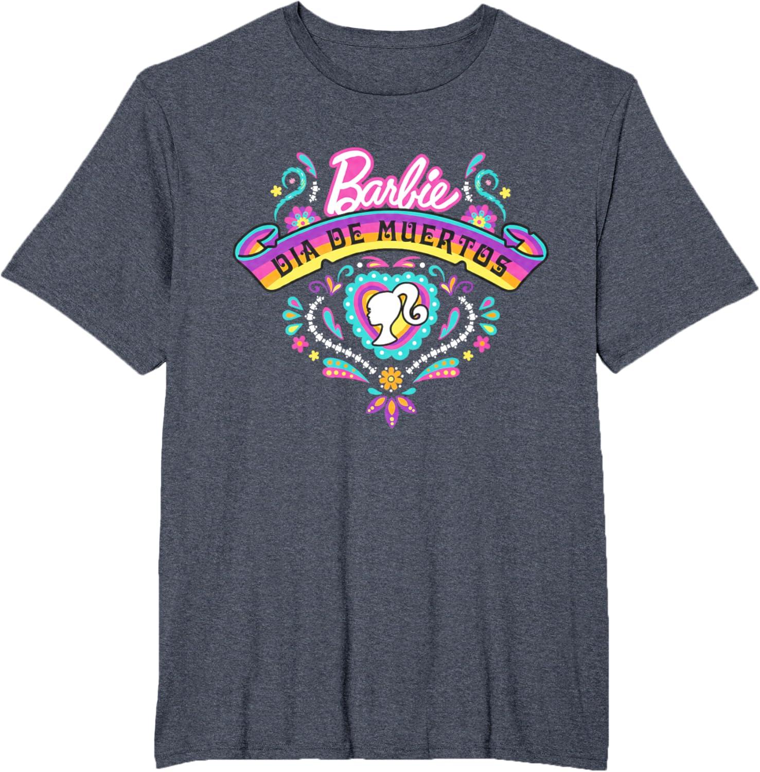 imageBarbie Da De Muertos Remember and Celebrate TShirtHeather Blue