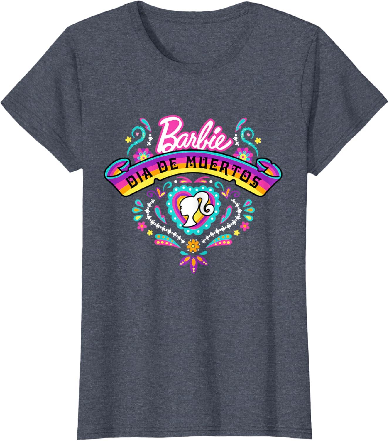 imageBarbie Da De Muertos Remember and Celebrate TShirtHeather Blue