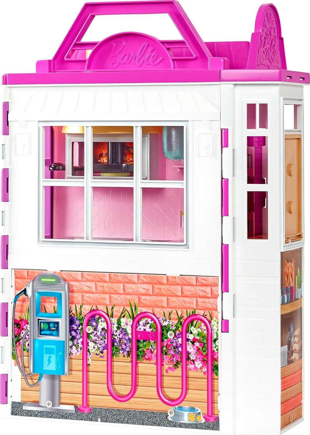 imageBarbie Doll ampamp Playset Cook n Grill Restaurant with Pizza Oven ampamp 30 Pieces Including Furniture ampamp Kitchen Accessories