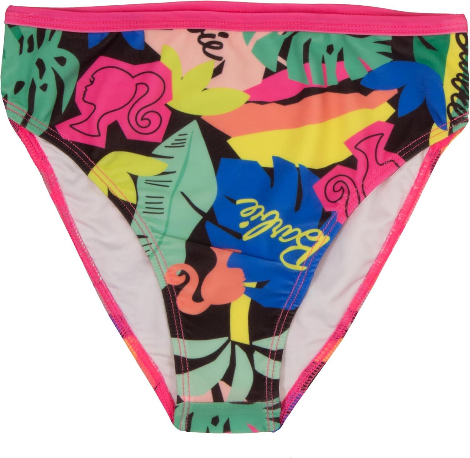 imageBarbie Girls 2Piece Swimsuit Set Cropped LongSleeved Rash Guard and Bikini Bottoms QuickDrying Swimwear for KidsPink Floral