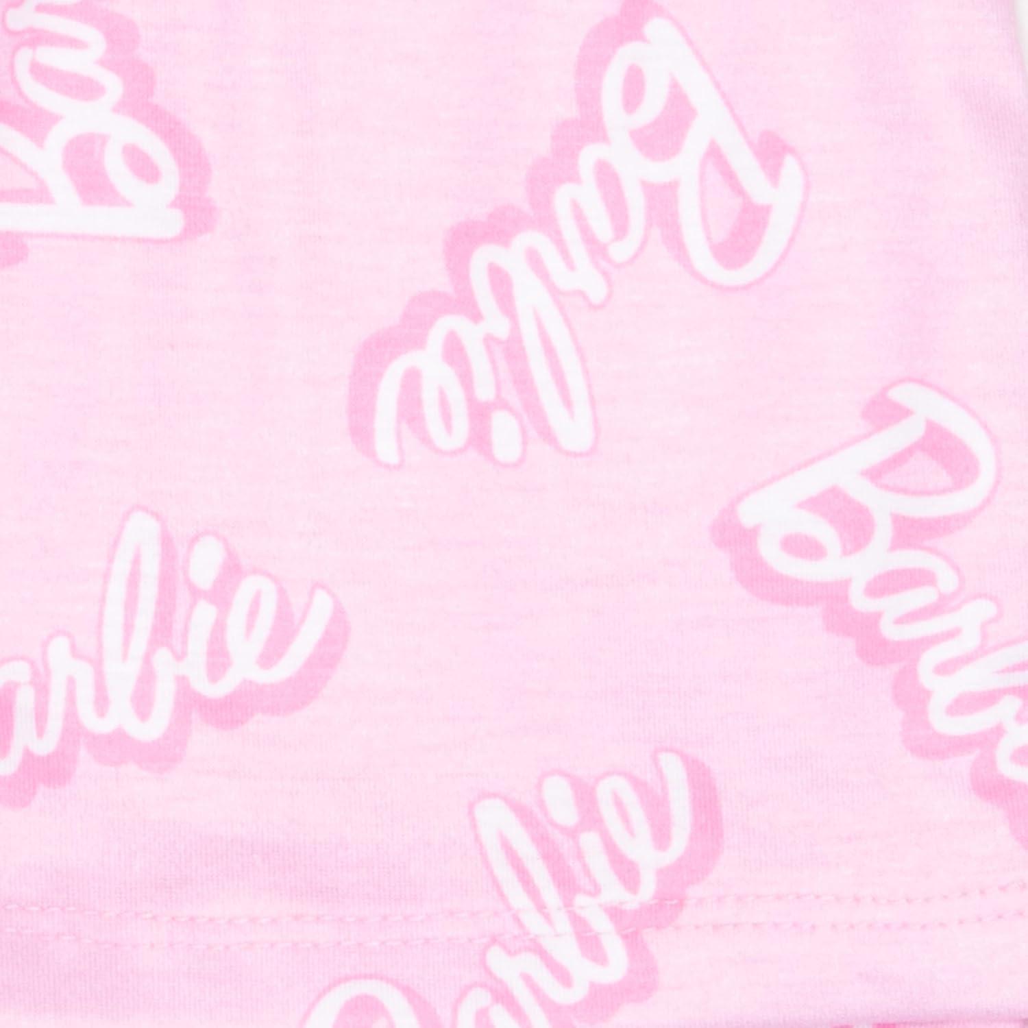 imageBarbie Girls 2Piece TShirt and Shorts Set  Logo Graphic Print Design  Lightweight Summer Outfits for KidsWhitePink