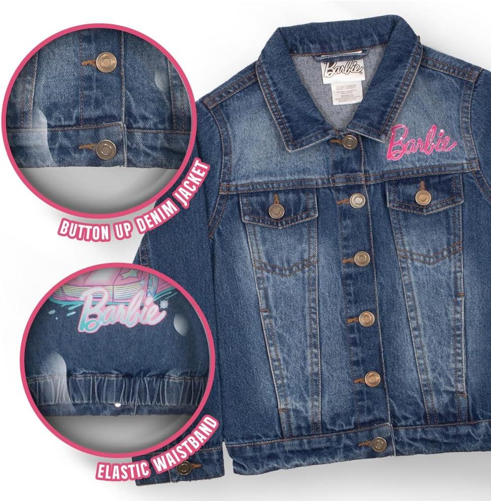 imageBarbie Girls Button Up Jean Jacket  Fashion Denim Jacket Print for KidsDeep Blue