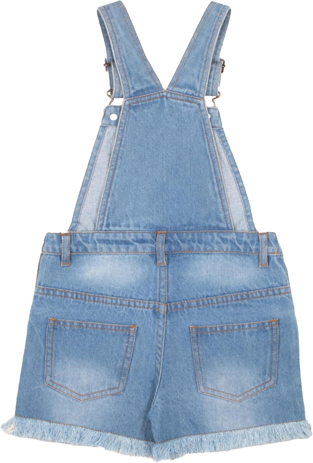 imageBarbie Girls Crewneck TShirt and Denim Short Overalls 2Piece Set Pink Convertible Tee and Jean Shortalls for KidsPink and Blue