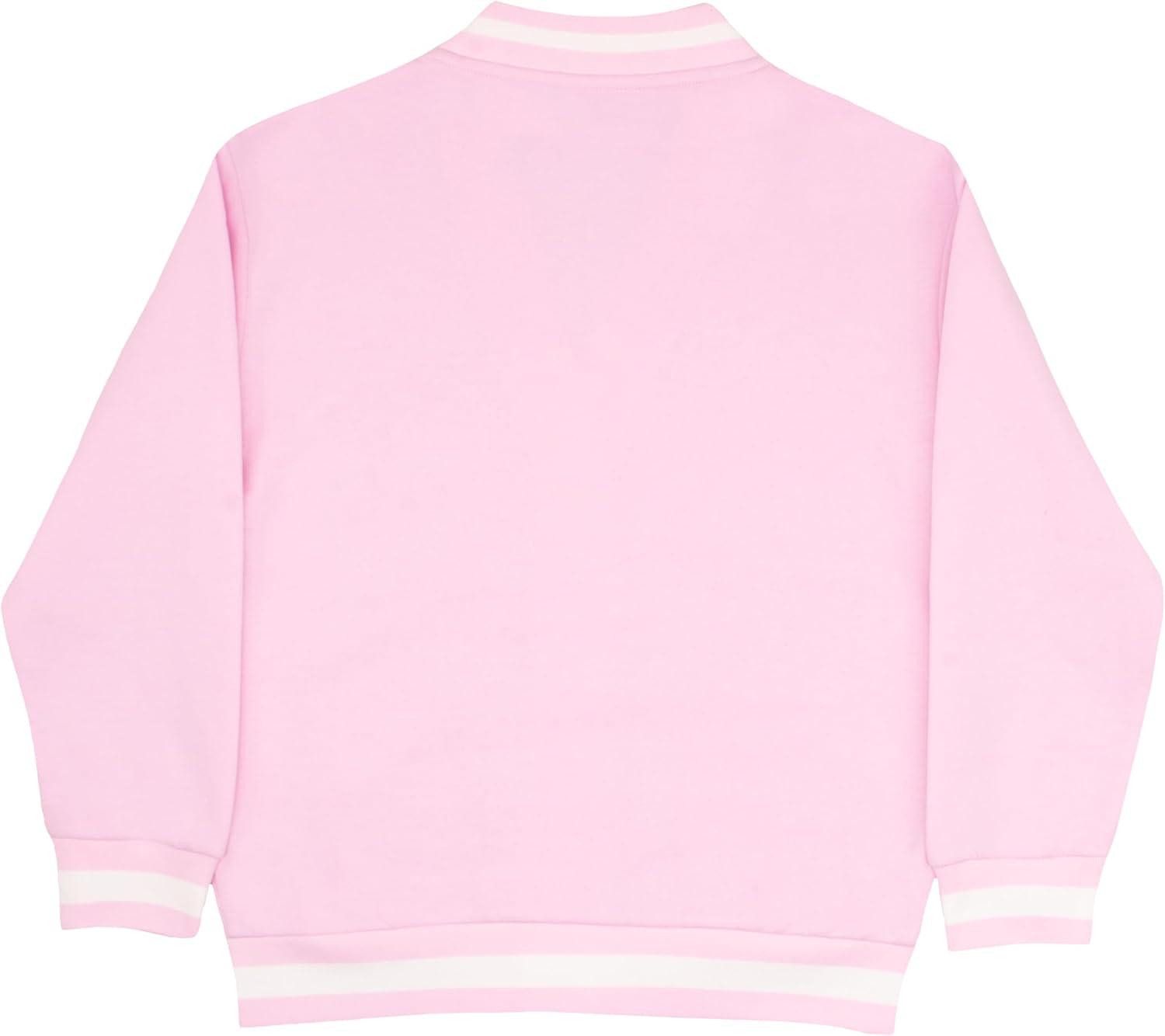 imageBarbie Girls VNeck Button Up Cardigan with Graphic Print and Embroidered Design  Long Sleeve Sweater with Pockets for KidsPink