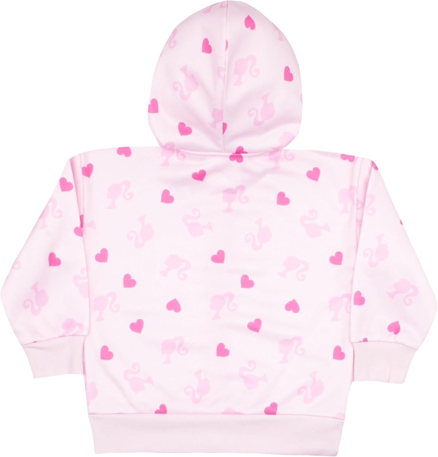 imageBarbie Girls Zip Up Hoodie Cursive Logo Graphic Print Hooded ZipUp Sweatshirt Fashion Hoodies for KidsPale Pink
