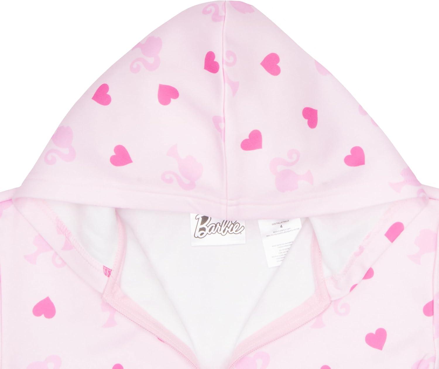 imageBarbie Girls Zip Up Hoodie Cursive Logo Graphic Print Hooded ZipUp Sweatshirt Fashion Hoodies for KidsPale Pink