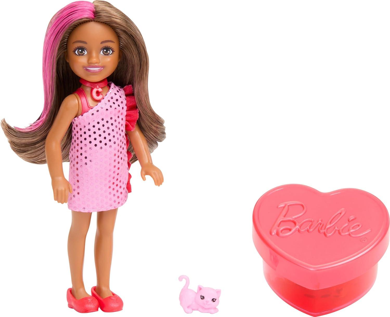 imageBarbie Party Unboxed Doll ampamp Accessories Glam Party Series with 10 Surprises Including ColorChange Red Sparkle DollPink