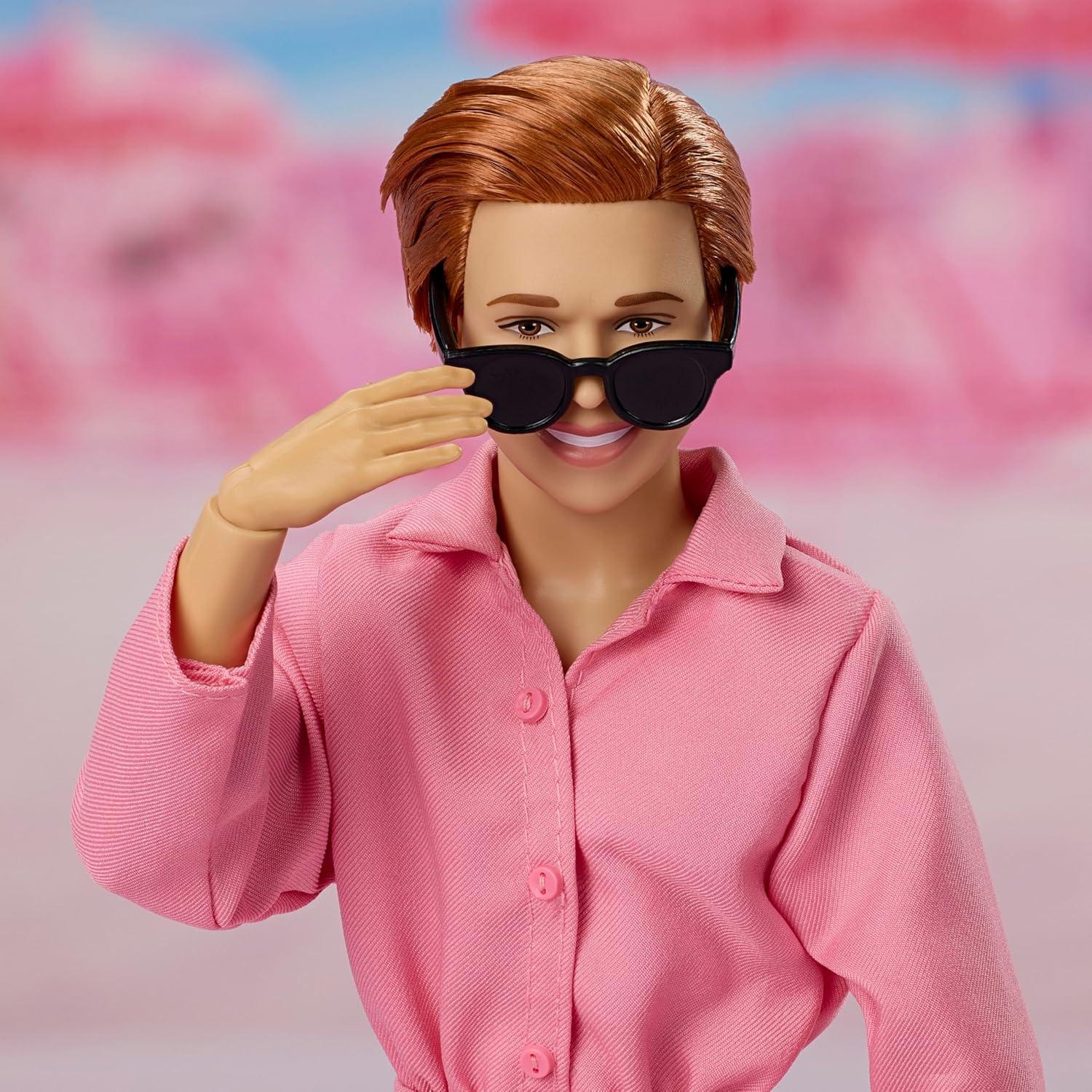 imageBarbie The Movie Allan Collectible Doll Michael Cera as Allan with 2 Removable Movie Fashions Pink Jumpsuit Outfit ampamp Blue Striped Beach Set with Sunglasses