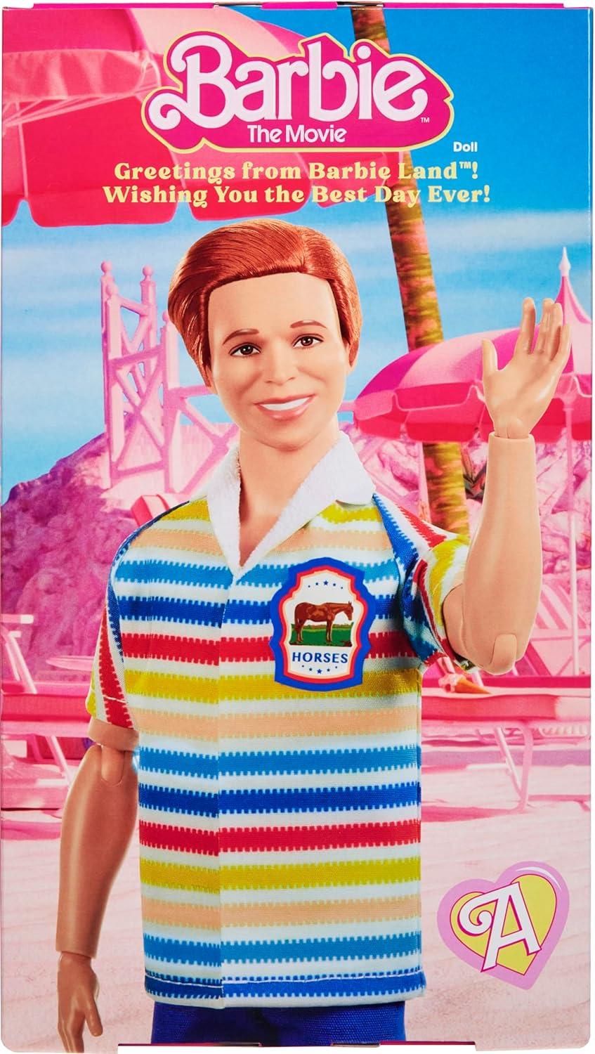 imageBarbie The Movie Allan Collectible Doll Michael Cera as Allan with 2 Removable Movie Fashions Pink Jumpsuit Outfit ampamp Blue Striped Beach Set with Sunglasses