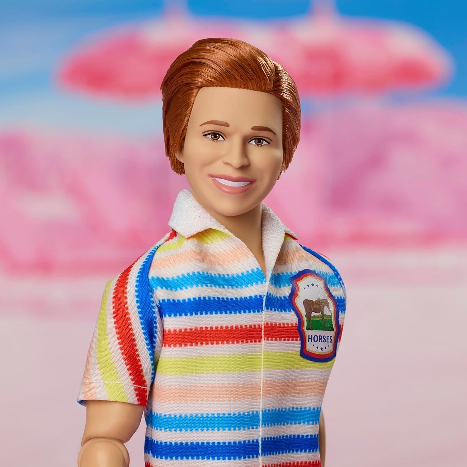 imageBarbie The Movie Allan Collectible Doll Michael Cera as Allan with 2 Removable Movie Fashions Pink Jumpsuit Outfit ampamp Blue Striped Beach Set with Sunglasses