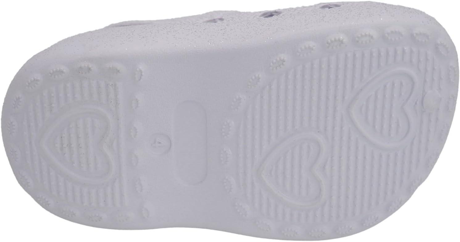 imageBarbie Toddler Girls Lightweight SlipOn Clogs  Adjustable Strap Summer Shoes for Kids  WaterFriendly Play SandalsWhite Glitter