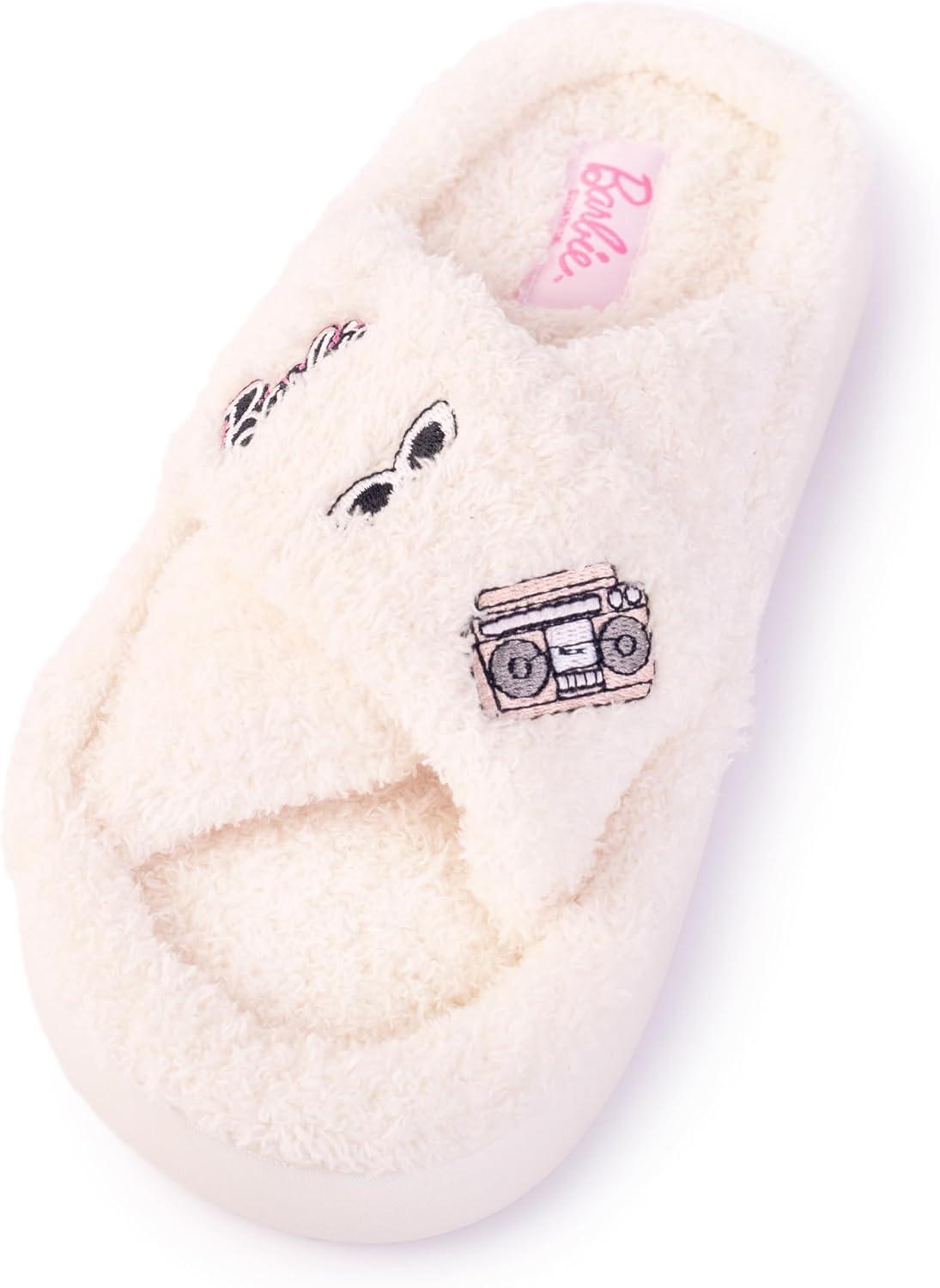 imageBarbie womens Cozy Xband ampamp Open Toe Faux Fur Memory Foam Indoor Outdoor Soled Slipper XsxlCream Xband
