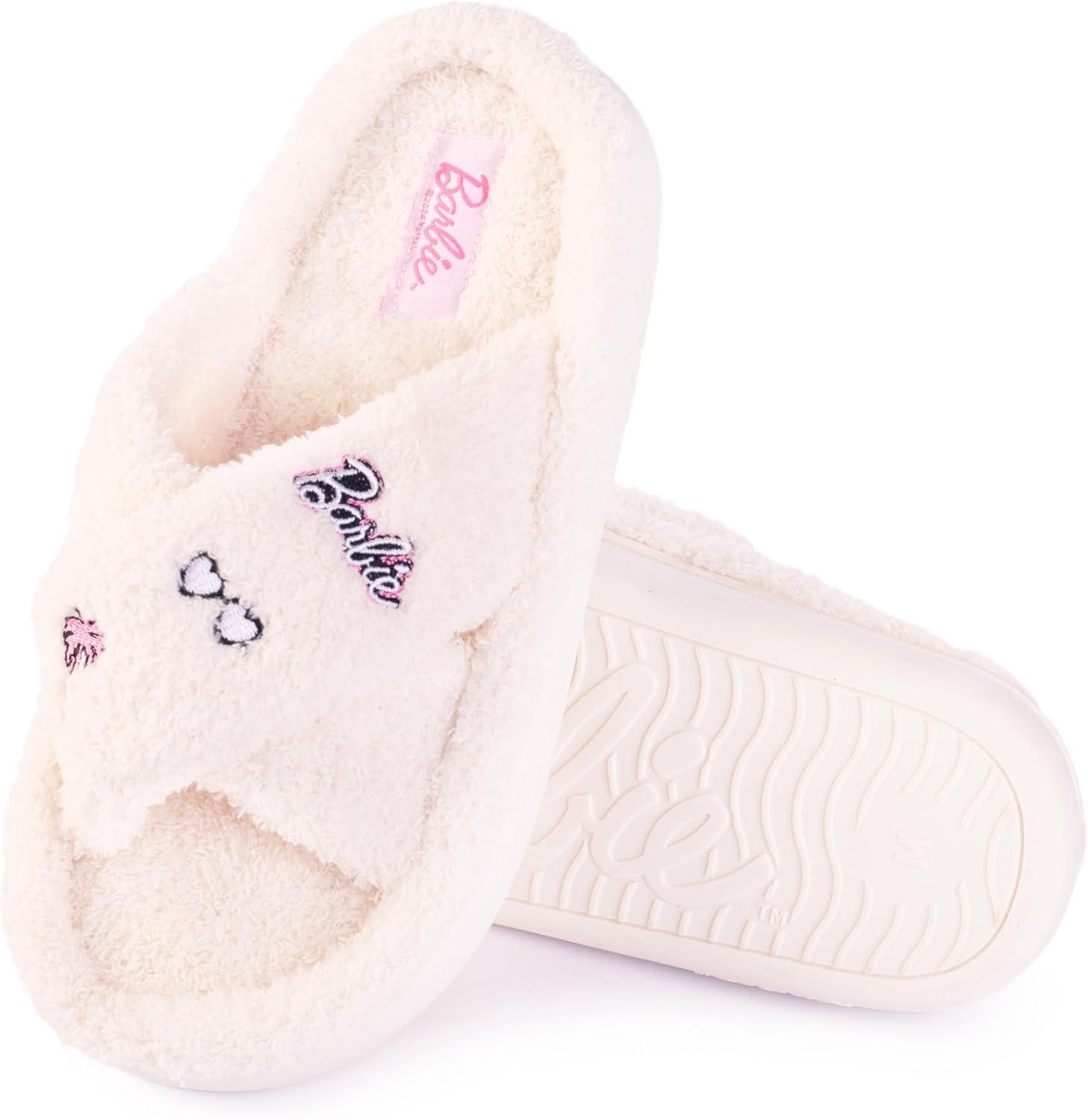 imageBarbie womens Cozy Xband ampamp Open Toe Faux Fur Memory Foam Indoor Outdoor Soled Slipper XsxlCream Xband